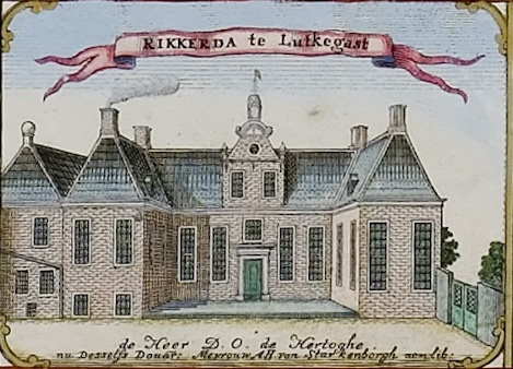 Afbeelding boven: De Rikkerdaborg op de kaart van Theodorus Beckeing in 1781.