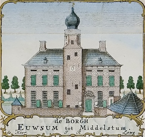 'De Borgh Euwsum tot Middelstum. De Heer J.R. Lewe'. Afbeelding op de kaart van Beckeringh.
