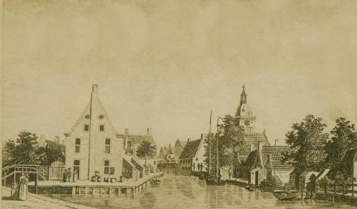 Een oude afbeelding van Appingedam uit een onbekend jaar.