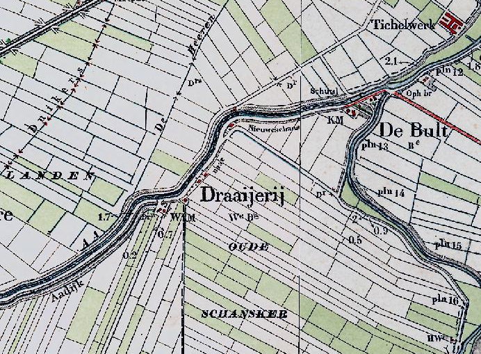 De Draaijerij op de kaart, vlakbij De Bult (Bron: HISGIS) 