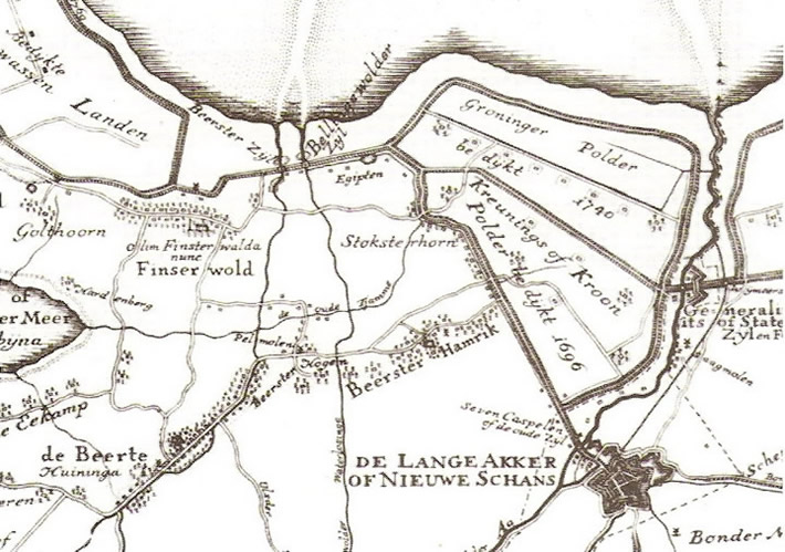 Detail van Beckeringh kaart met Stoksterhorn.