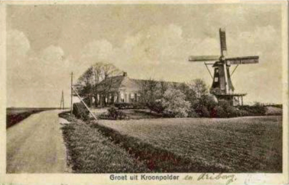 Het complex van Jan Udema in de Kroonpolder op een anzichtkaart, mogelijk uitgegeven door Jan Bakker te Drieborg. Bron: Eigen verzameling.