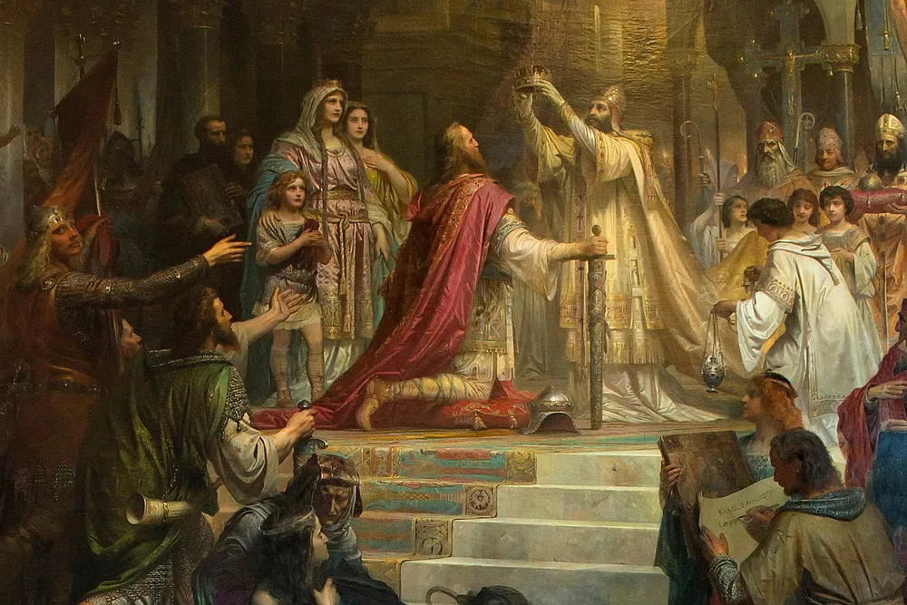 Kroning van Karel tot keizer. Friedrich Kaulbach (Publiic Domain).