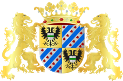 Links: Provinzwappen von Groningen (vom "Hoge Raad van Adel" veröffentlicht). Rechts: Wappen der Republik der Sieben Vereinigten Provinzen (1581–1665). beide Wappen aus Wikipedia – gemeinfrei.