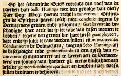 Zwei Ausschnitt aus der Erklärung vom 7. August 1649, mit der Entscheidung zu den Vorfällen um Sebo Huninga aus dem Jahr 1639 und 1647 und deren Folgen = Amnestie für alle und alles.