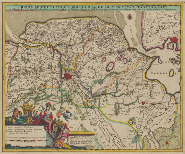 Karte: Groningæ Et Omlandiæ Dominium vulgo De Provincie Van Stadt En Lande. Erstellt durch Ludolph T. Starkenburg – Amsterdam - 1684? – aus Landesbibliothek Oldenburg – frei.