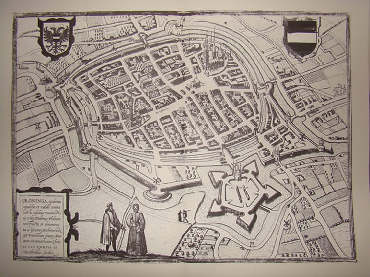 Een kaart van de stad Groningen in het jaar 1572.
