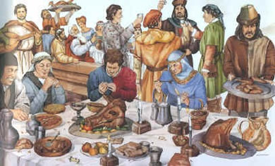 Het eten van de rijken in de Middeleeuwen.