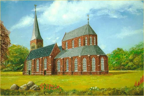 De kerk van Bedum in zijn glorietijd. Foto: Wikepedia.