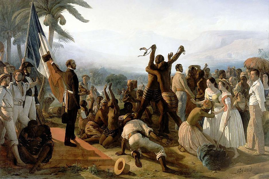Afschaffing van de slavernij in de Franse koloniën. - Schilderij van Auguste François Biard,1849