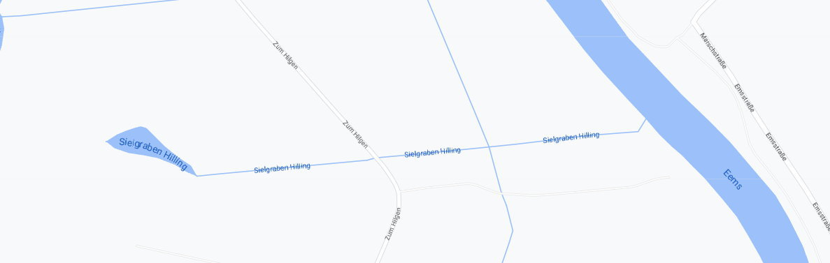 Ergens in die gebied heeft hof Hilgen gelegen. De weg 'Zum HIlgen', 'Sielgraben Hilling' herinneren aan de boerderij die hier heeft gestaan. Bron: Google Maps.